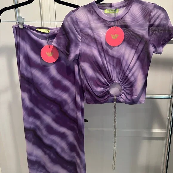 Cult Gaia x Bratz Set – Nevra Top & Meygan Skirt in Grape Dusty Dye NWT, Size XS